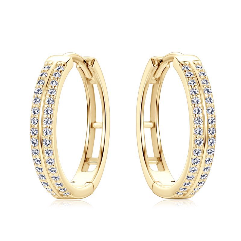 Elegant 3mm Wide Moissanite Gold Hoops

