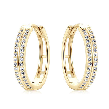 Elegant 3mm Wide Moissanite Gold Hoops

