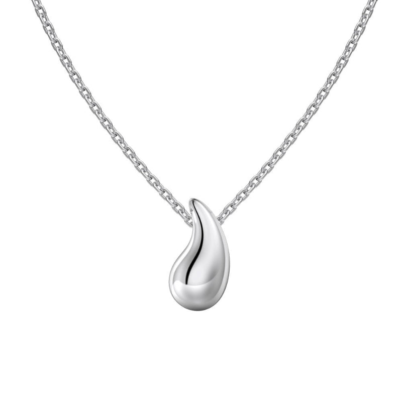 Contemporary Polished Silver Drop Pendant

