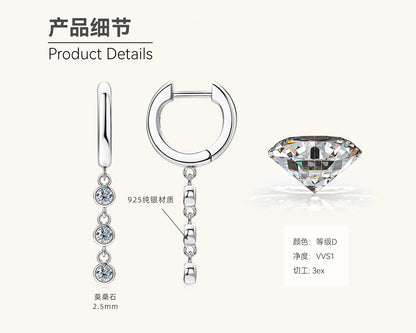 Classic Silver Moissanite Drop Hoops

