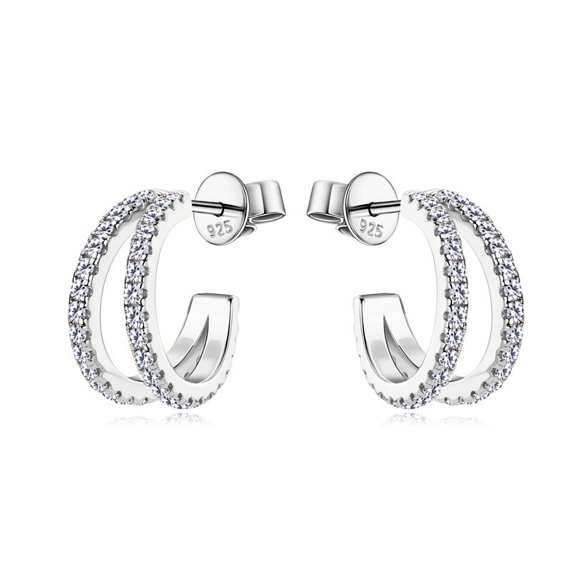 Exquisite Moissanite Double Line Hoops

