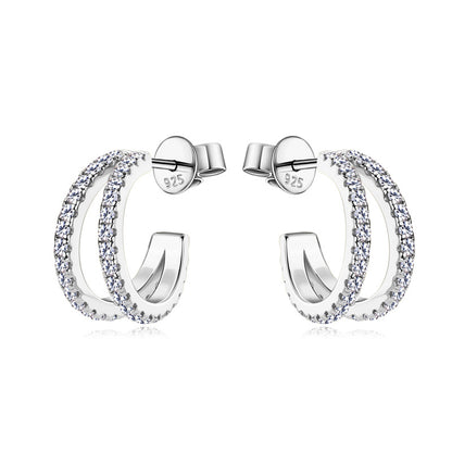 Exquisite Moissanite Double Line Hoops

