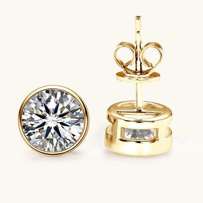 Comfortable Gold Bezel Moissanite Studs

