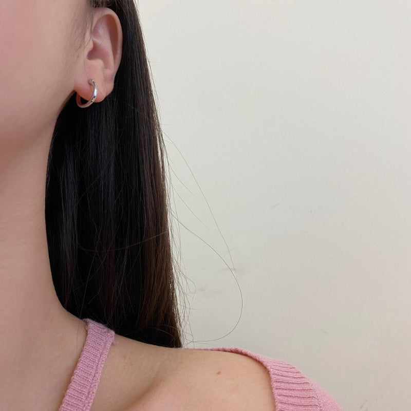 Simple Silver Huggie Hoops


