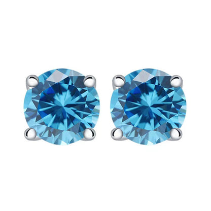 sea blue Multicolor Birthstone Stud Earrings Set