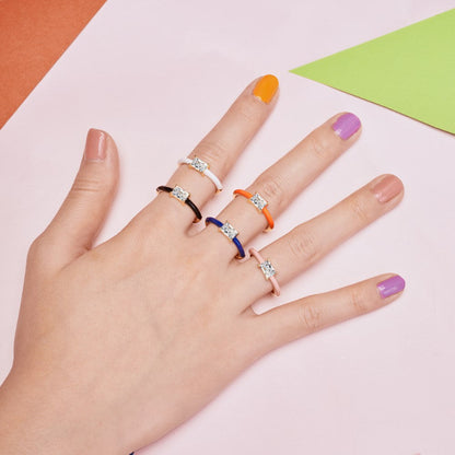 Unique Baguette CZ Open Ring with White

