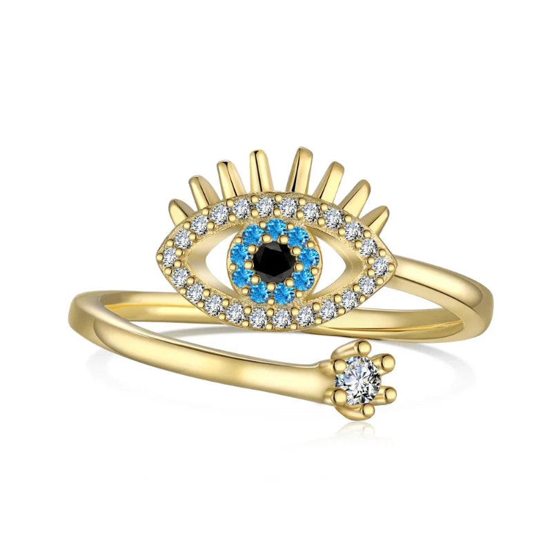 Half Pave Evil Eye Ring