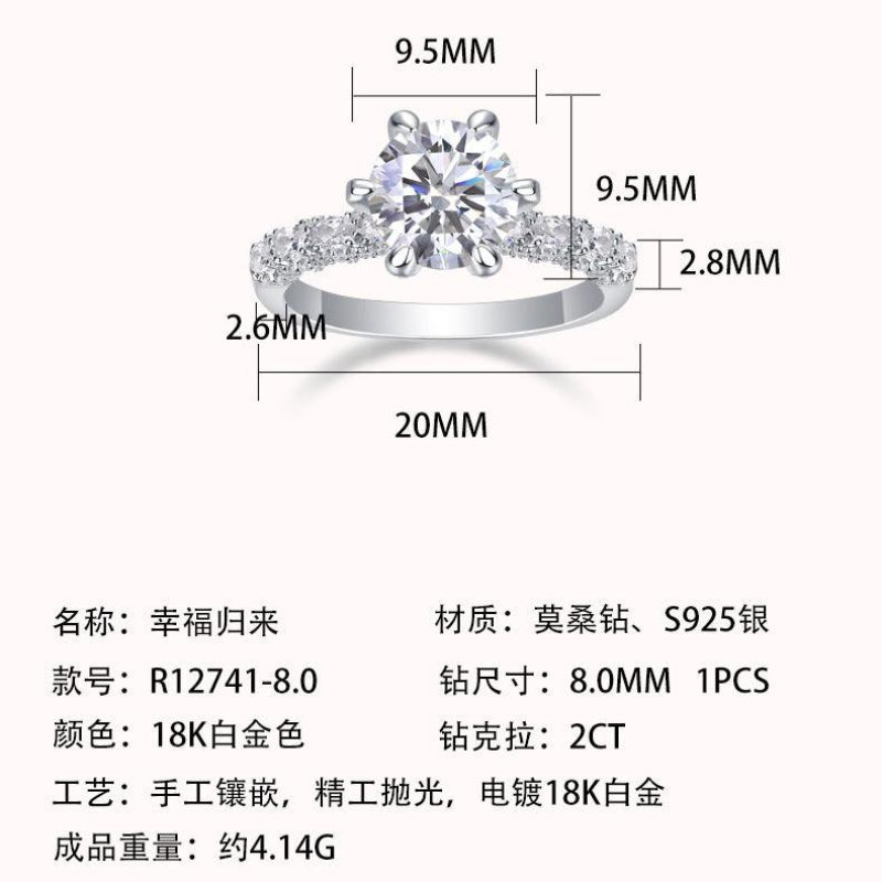 Timeless Round Moissanite & Pave Silver Ring

