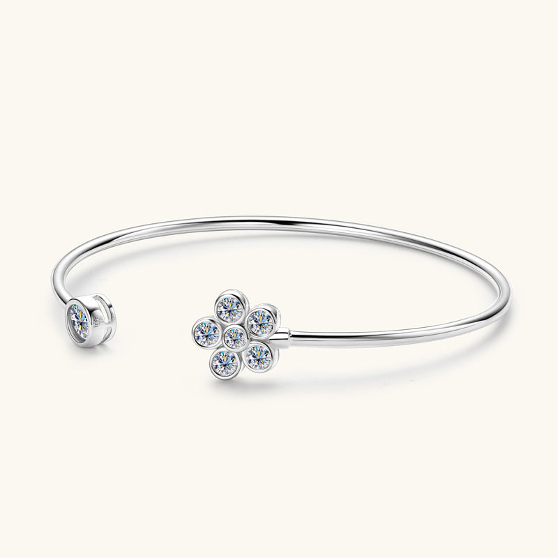 Radiant Moissanite & Gold Plated Open Bracelet

