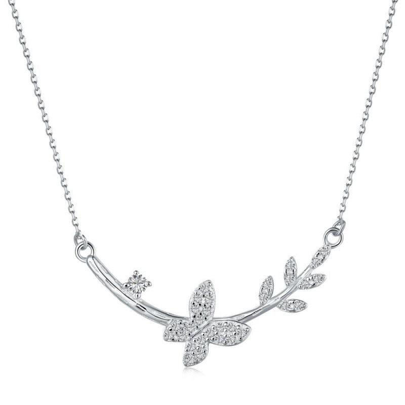 White Zircon Butterfly Necklace

