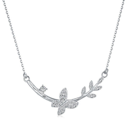 White Zircon Butterfly Necklace

