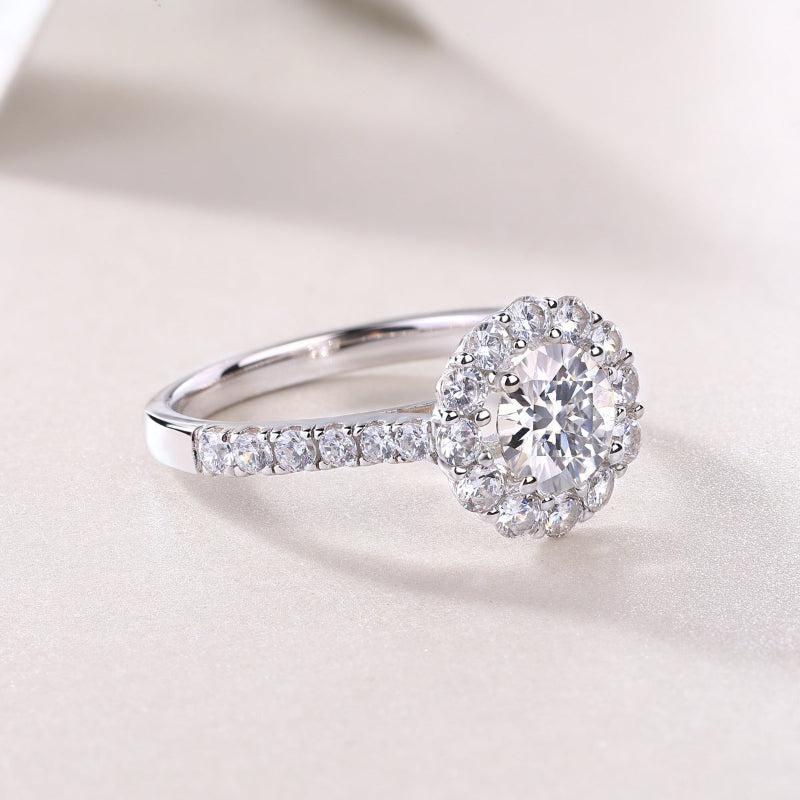 Pave Set CZ Band with Moissanite Halo

