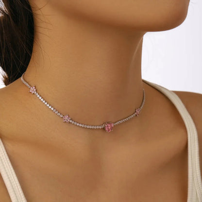 Cubic Zirconia Heart Flower