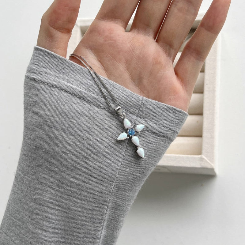 Luxurious Look Opal Cross Pendant