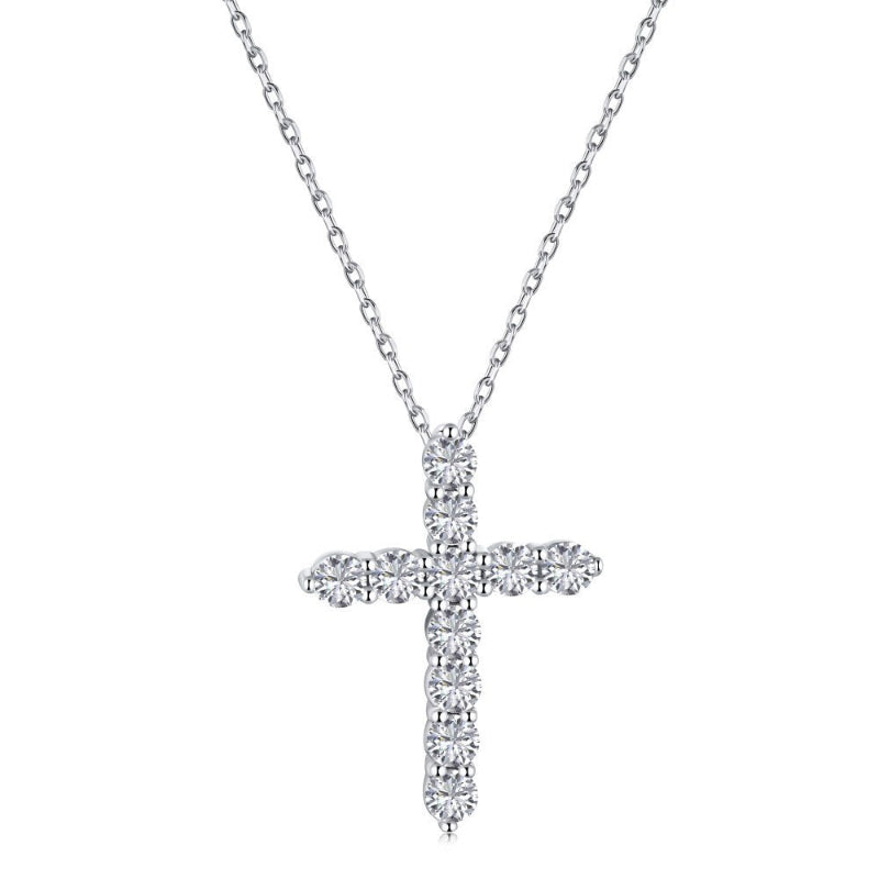 Unique Prong-Set CZ Cross Pendant

