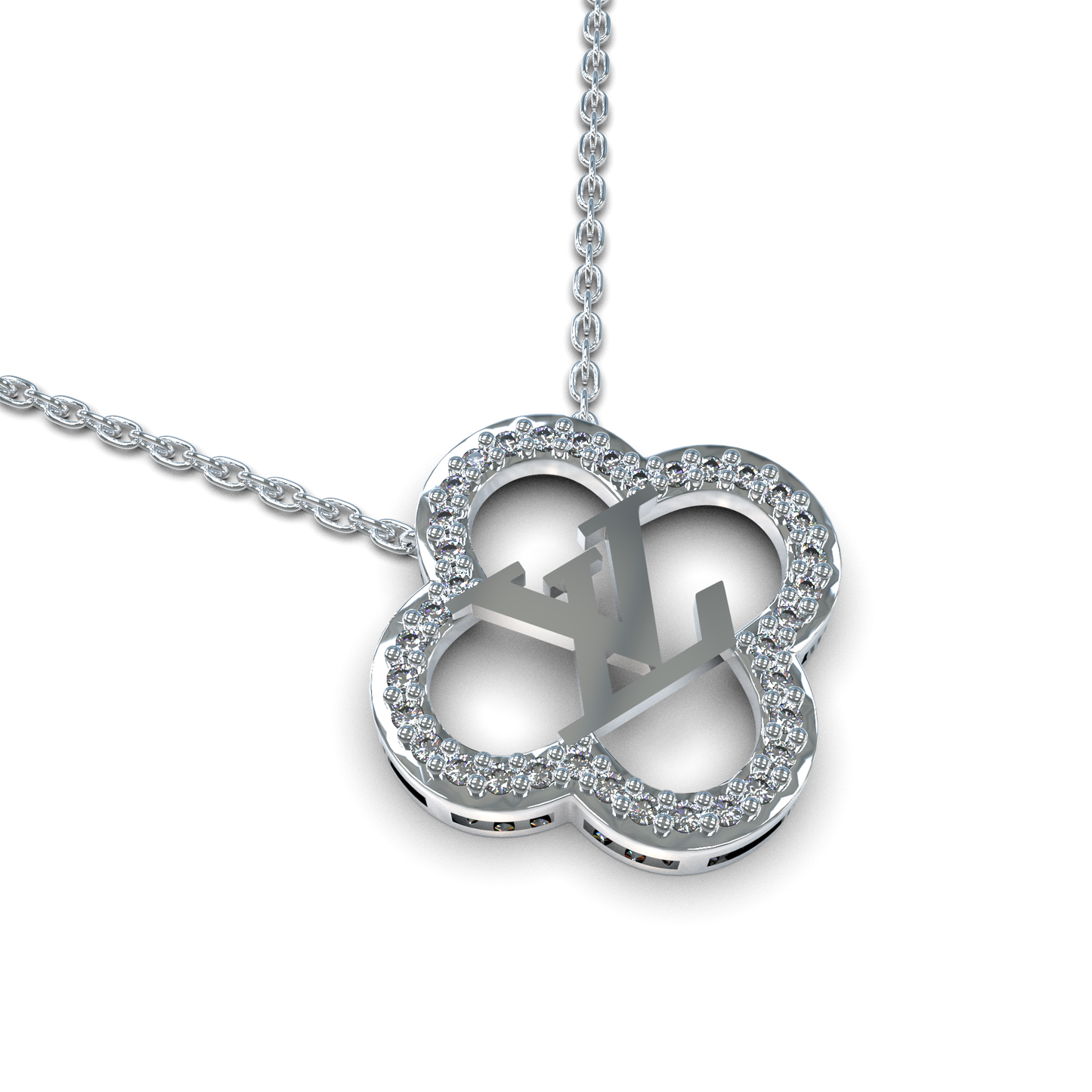 Luxury-Inspired Clover Necklace, Zircon Details