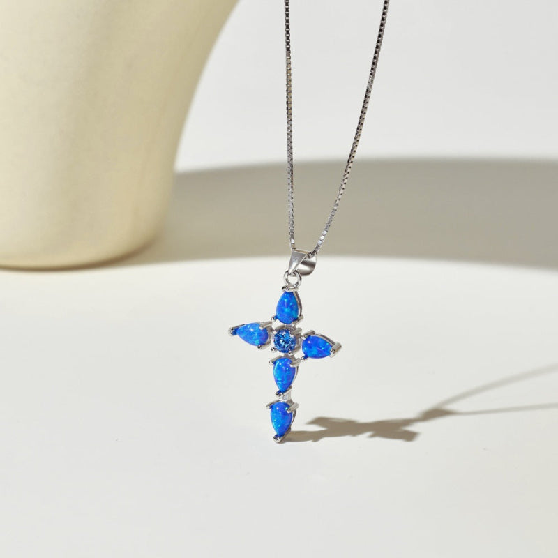 Radiant Regal Opal Cross Pendant
