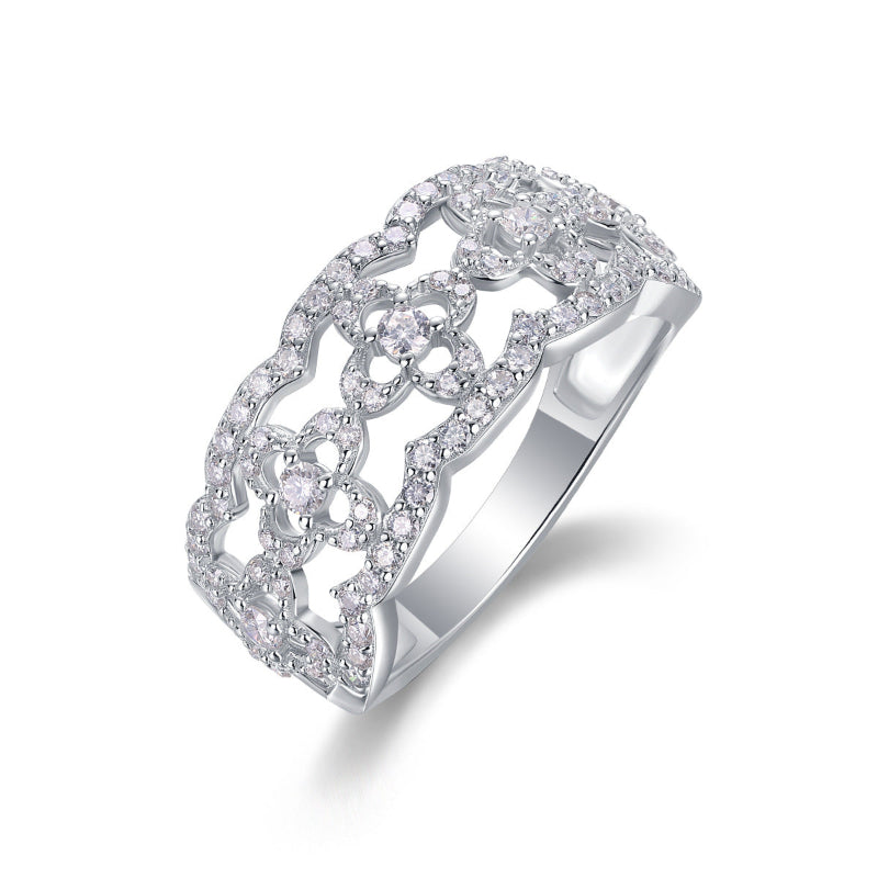 Ornate Floral Pave Moissanite Ring


