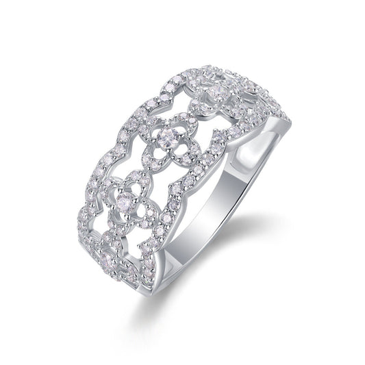 Ornate Floral Pave Moissanite Ring

