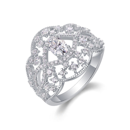 S925 Silver Moissanite Wide Band Ring

