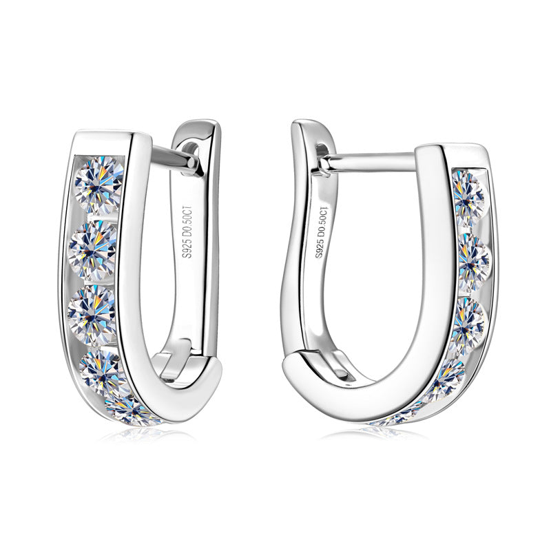 Modern Moissanite Half-Hoop Earrings

