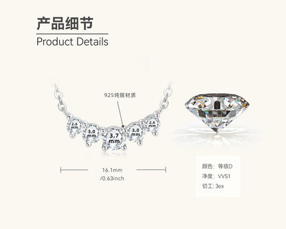 Fashionable Moissanite Curved Bar Design Necklace

