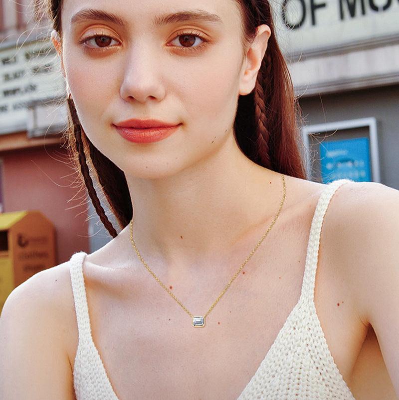 Square-Cut Moissanite Gold Chain

