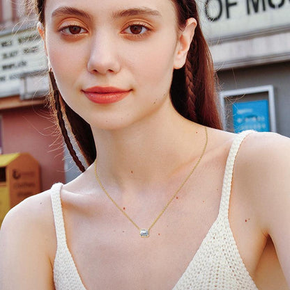 Square-Cut Moissanite Gold Chain

