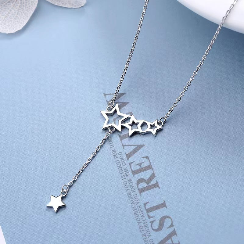 hollow star necklace silver