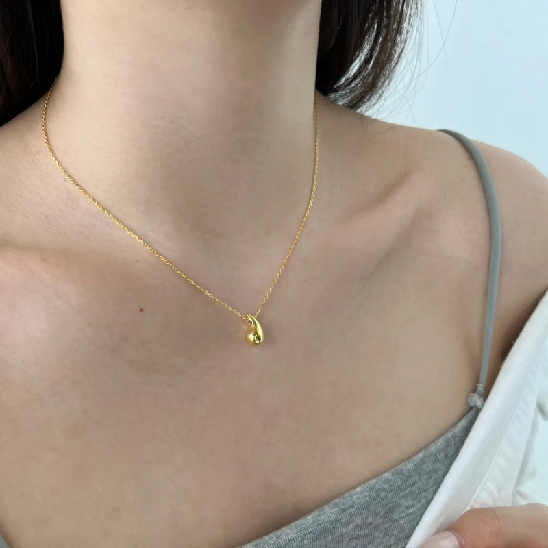 Sleek Polished Teardrop Necklace

