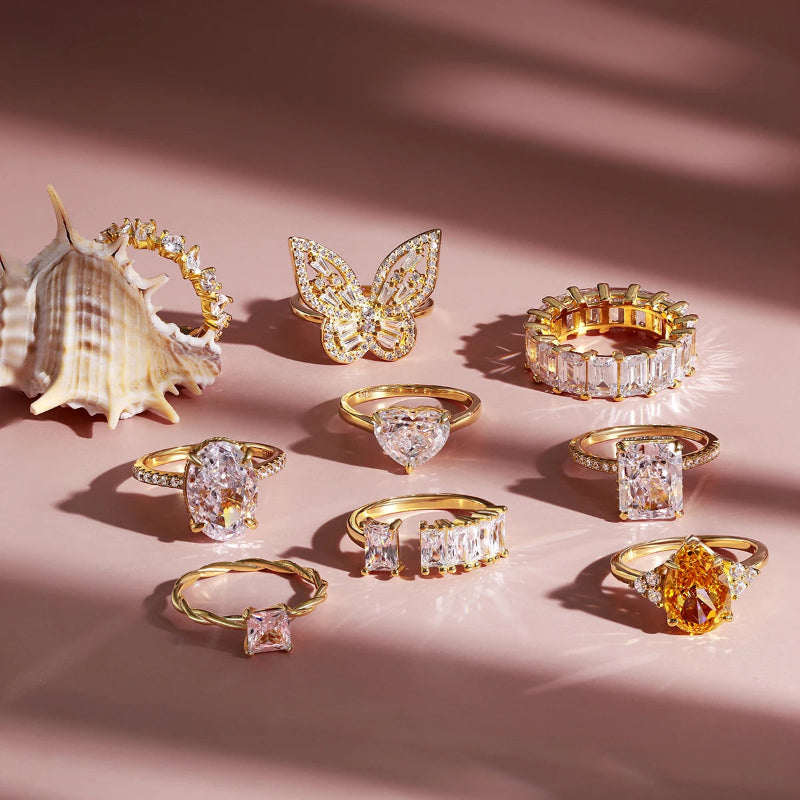 Shimmering Crystal Band Ring

