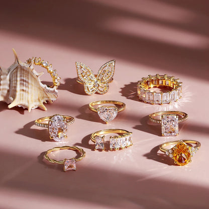 Shimmering Crystal Band Ring

