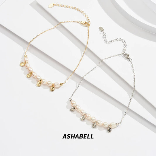 Dainty Pearl and Droplet Charm Bracelet

