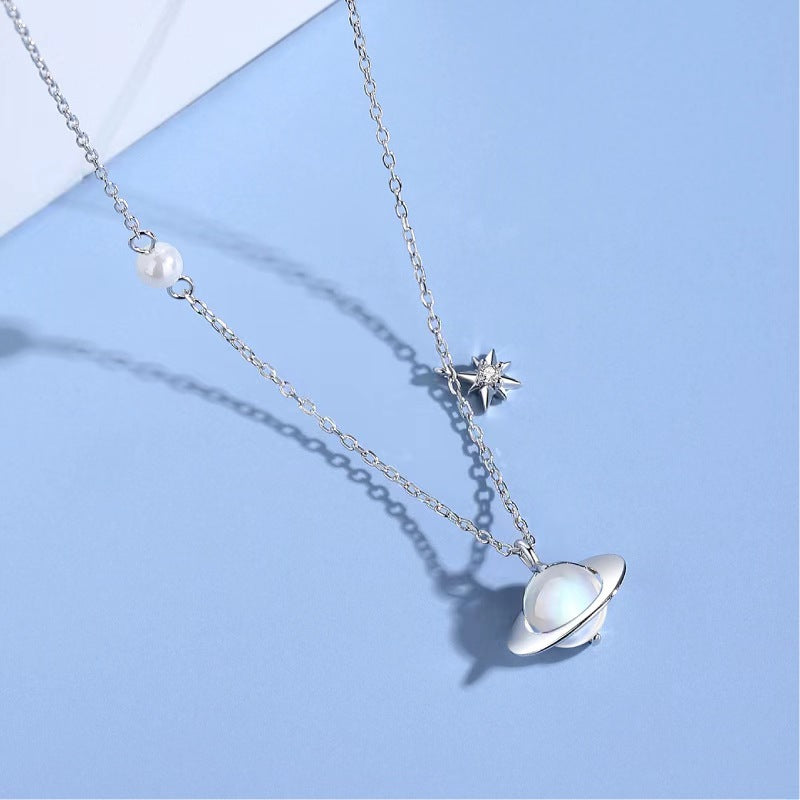 moonstone planet fine necklace