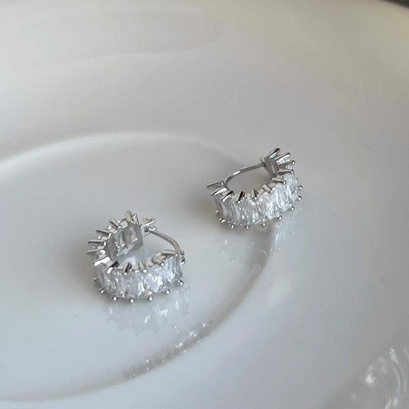 Prong Set Crystal Hoop Earrings

