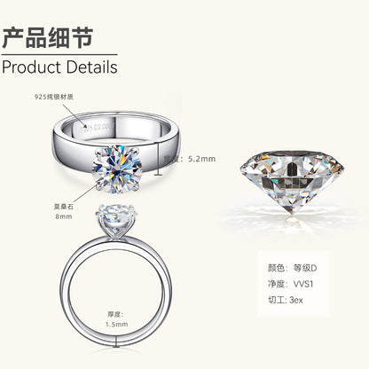 Modern Gold Moissanite Round Cut Ring

