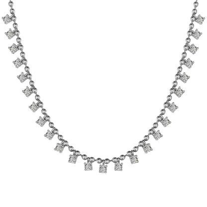 Glamorous Bead Chain Zirconia Necklace