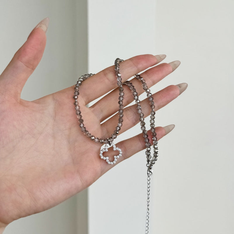Faceted Bead Clover Necklace

