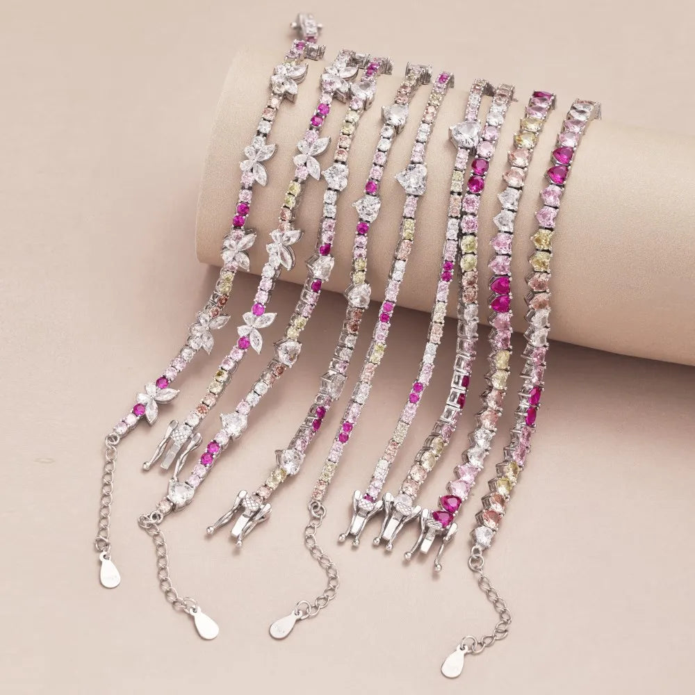 Glamorous Colorful Zirconia Tennis Necklace