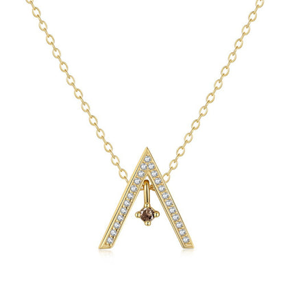 Petite Gold "A" Necklace Featuring a Spectrum of Gemstone Drops

