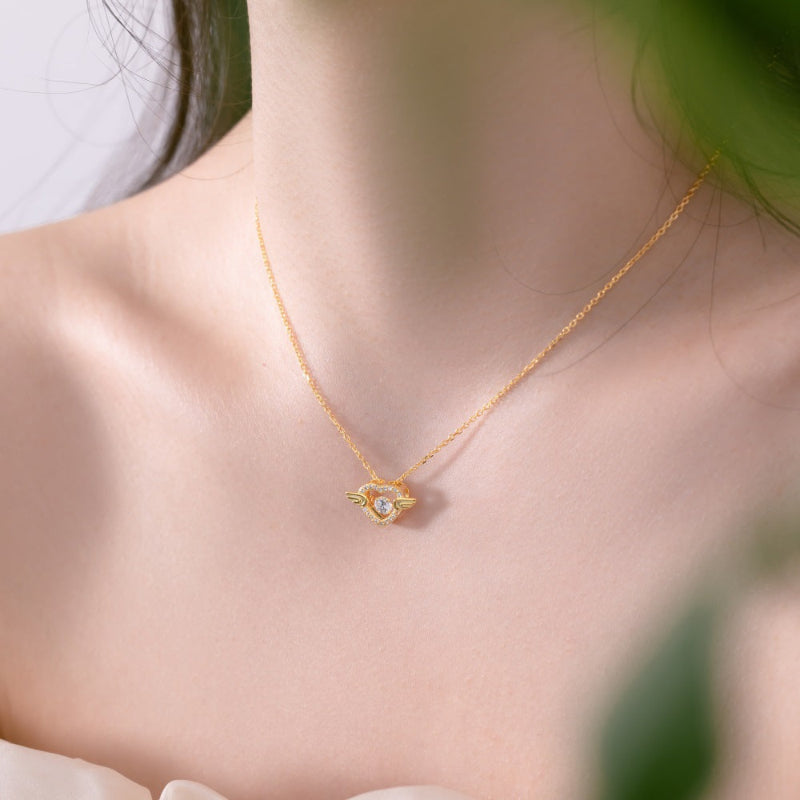 Feminine Winged Heart with Center Stone

