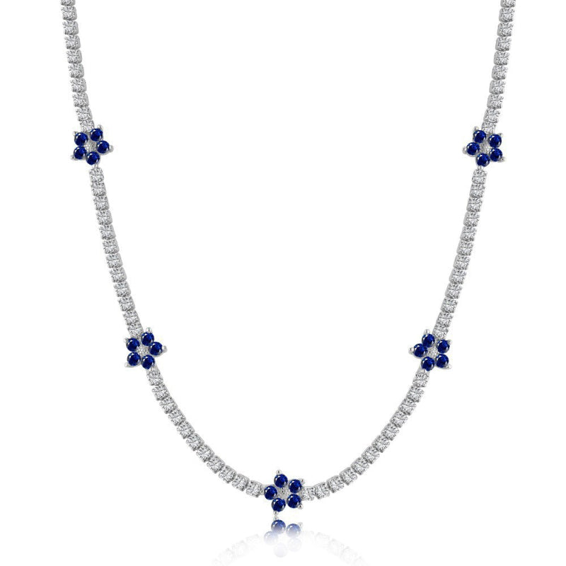 Chic Silver Tennis Chain with Scattered Flower Accents

