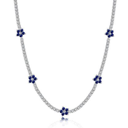Chic Silver Tennis Chain with Scattered Flower Accents


