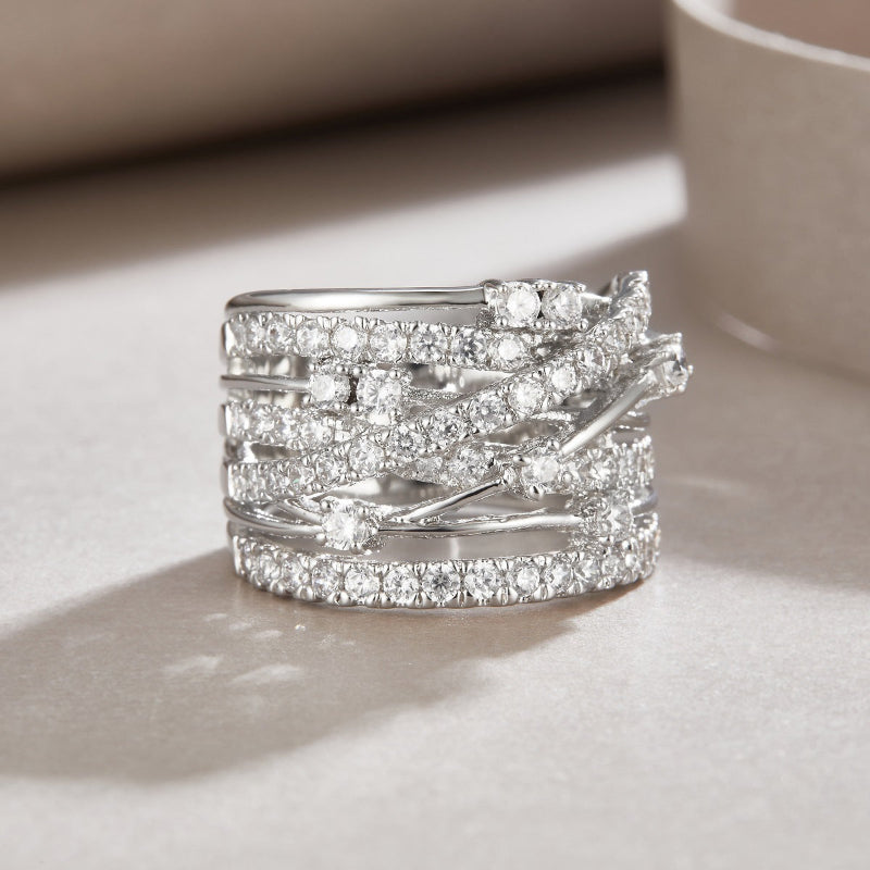 S925 Silver Multi-Stone Moissanite Ring

