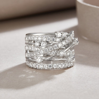 S925 Silver Multi-Stone Moissanite Ring

