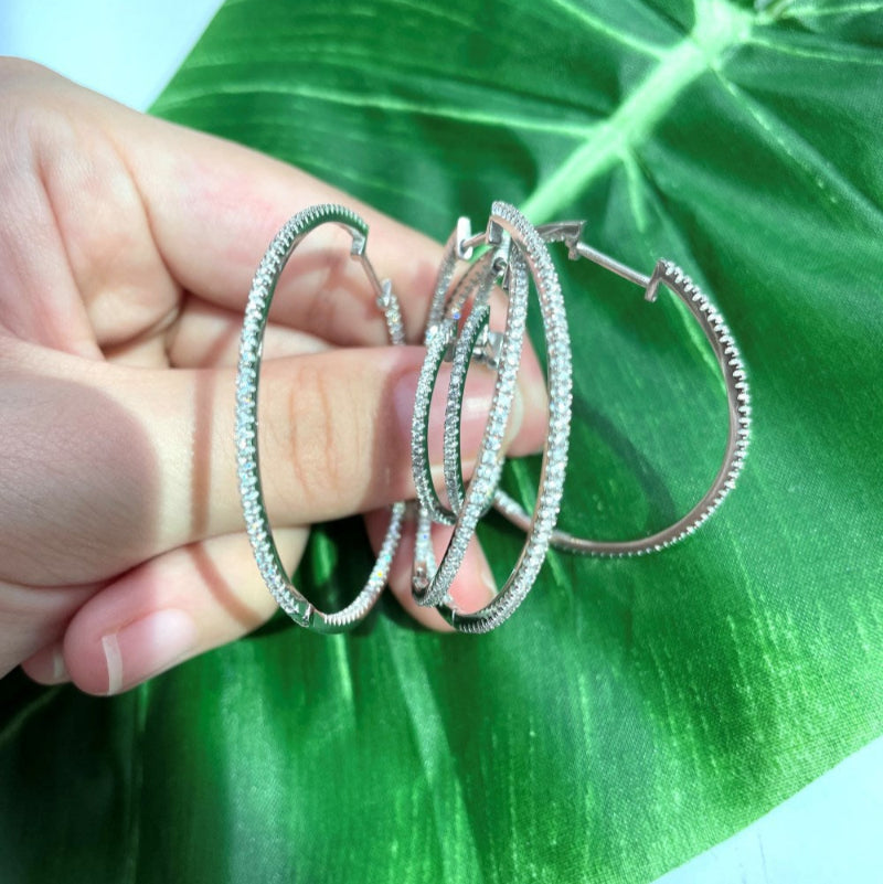 Outlined Diamond Hoop Earrings

