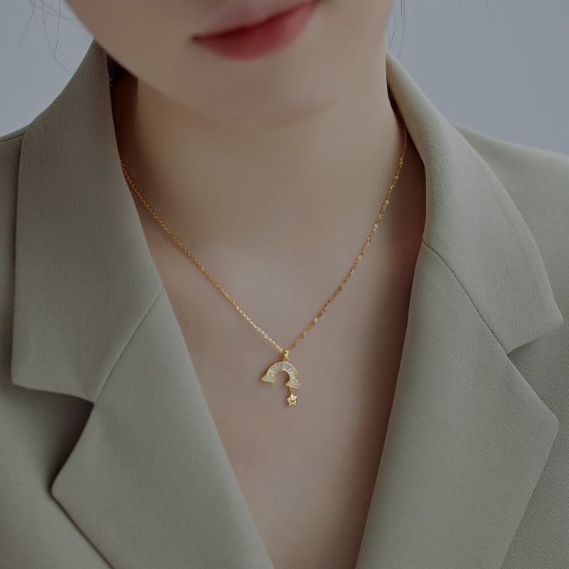 Petite Silver Rainbow Delight Necklace with Cheerful Star

