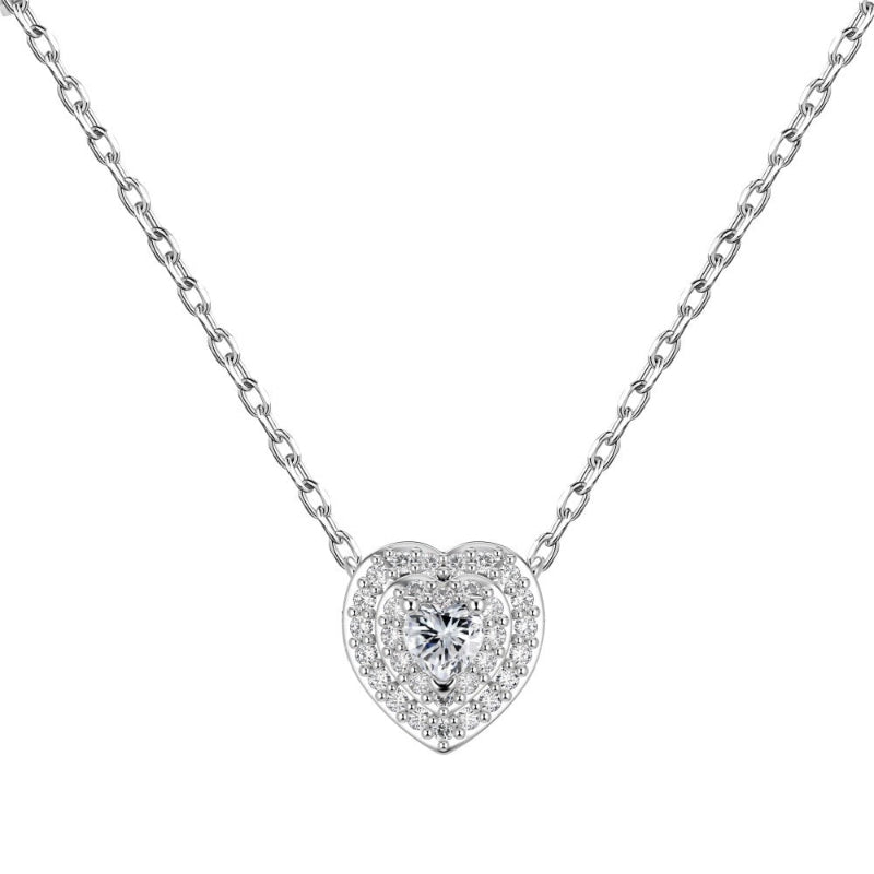 Petite Silver Love Heart with Sparkling Surround

