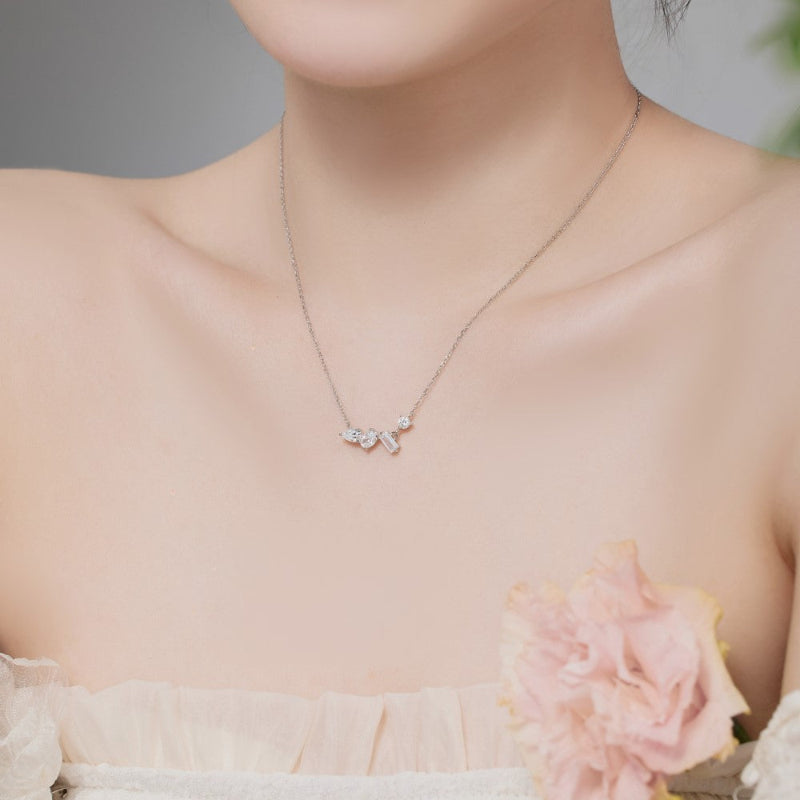 Petite Silver Cascade of Crystals Necklace

