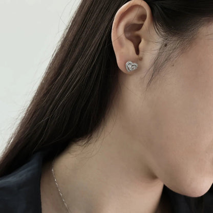 Dainty Pink Diamond Heart Earrings